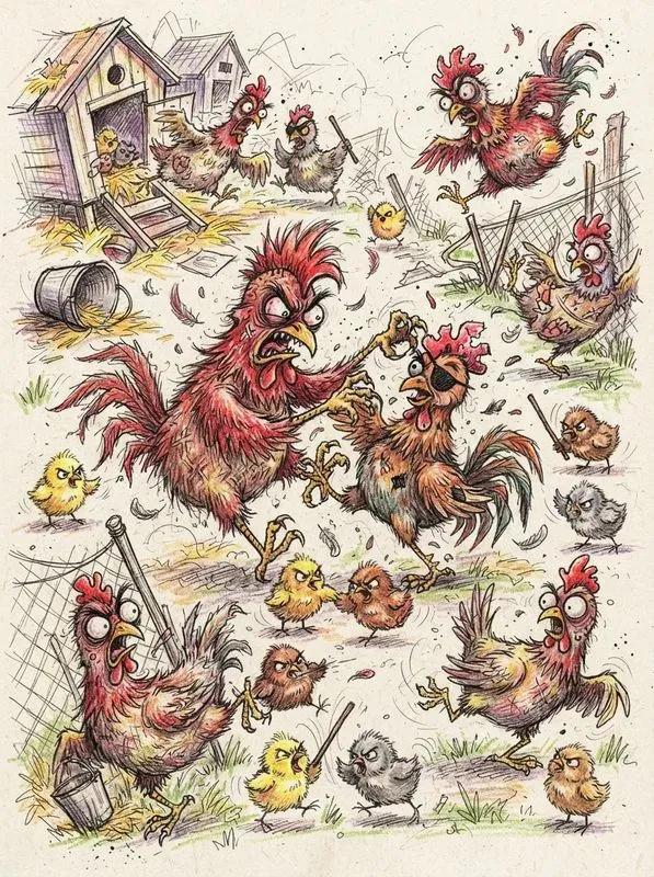 Handdrawn Evil Cartoon Animals