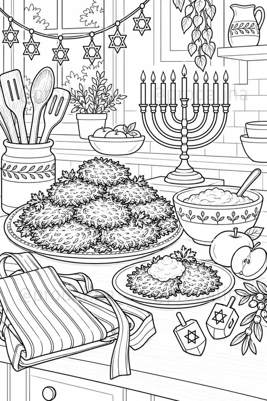 Cozy Hanukkah Coloring Pages