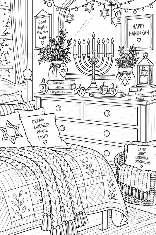 Cozy Hanukkah Coloring Pages