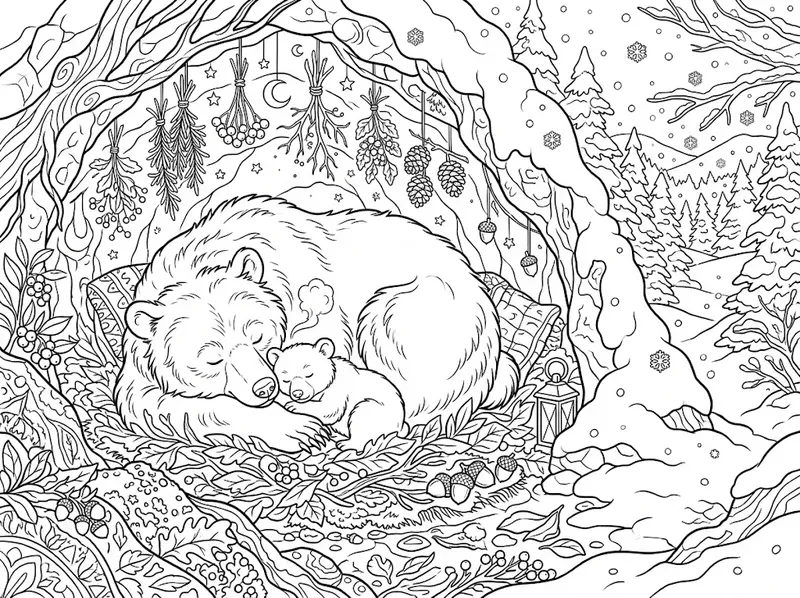 Hibernating Forest Animals Coloring Pages