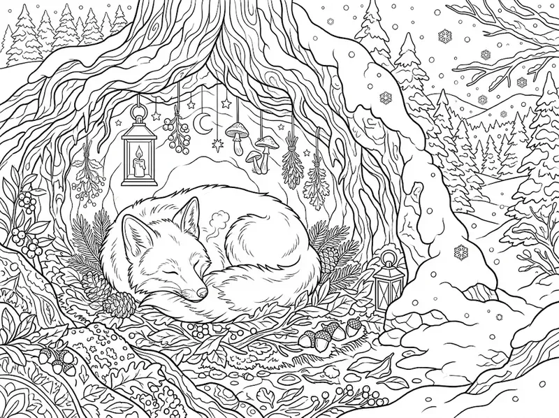 Hibernating Forest Animals Coloring Pages