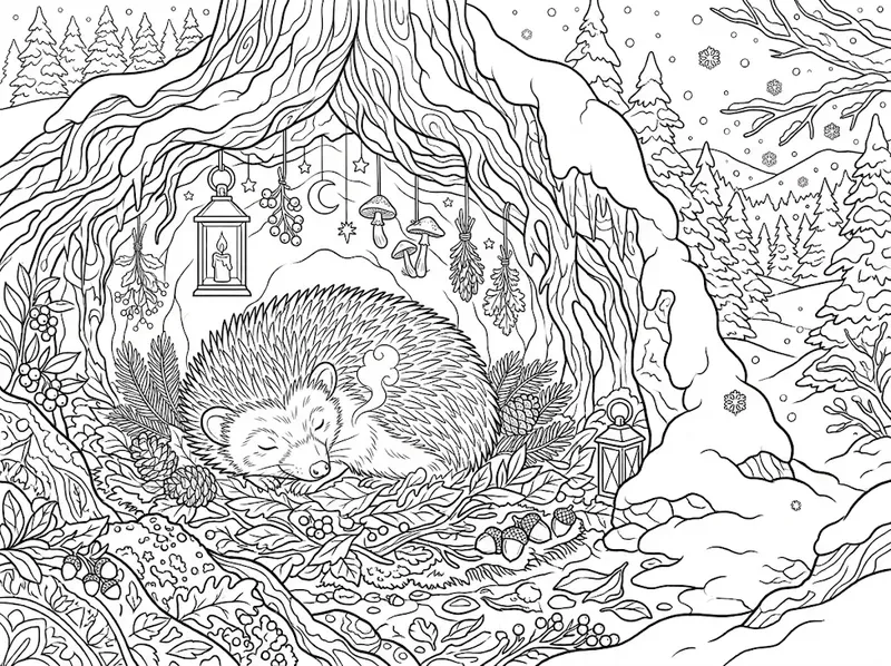 Hibernating Forest Animals Coloring Pages