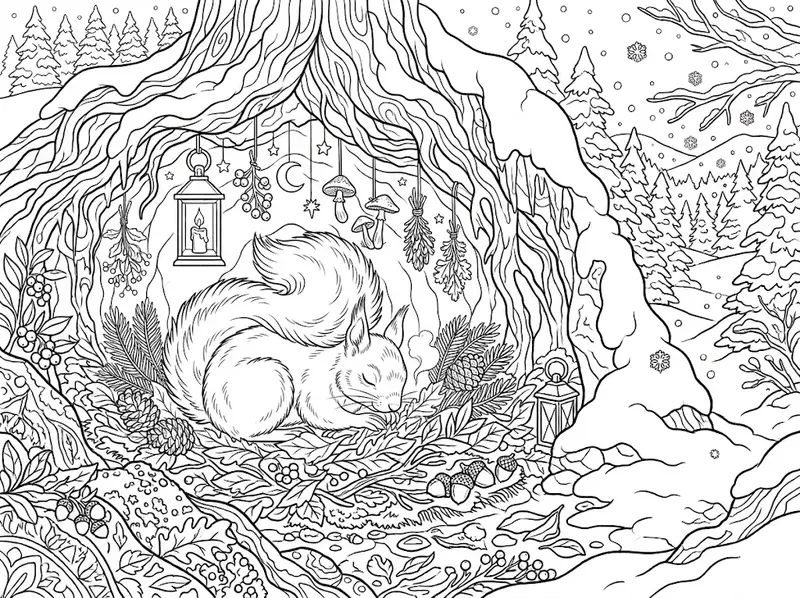 Hibernating Forest Animals Coloring Pages