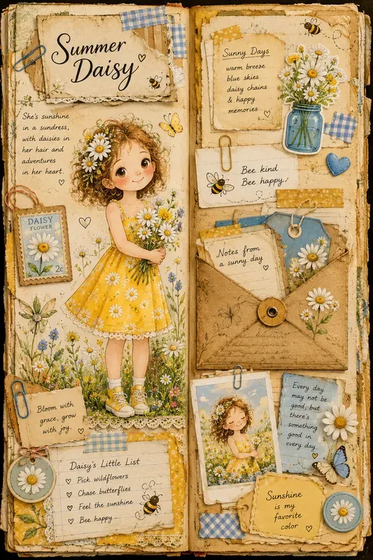 Whimsical Junk Journal Pages Spreads