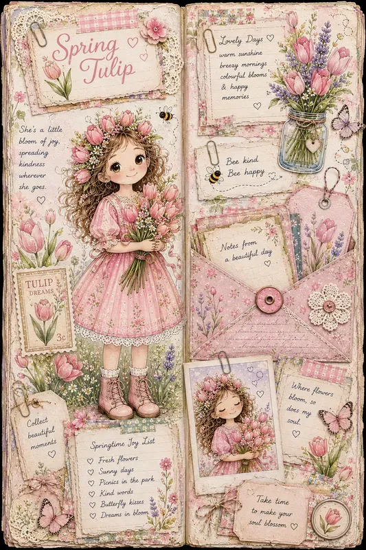 Whimsical Junk Journal Pages Spreads
