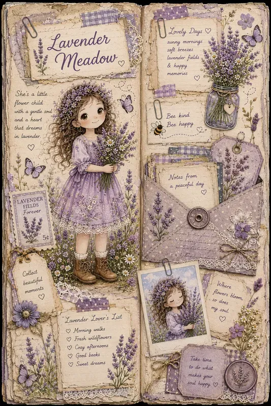 Whimsical Junk Journal Pages Spreads