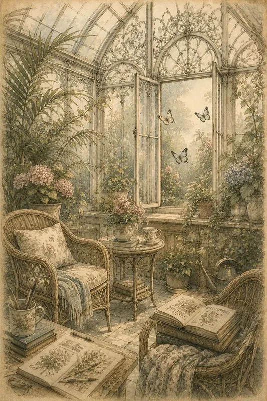 Victorian Conservatory Butterfly Art