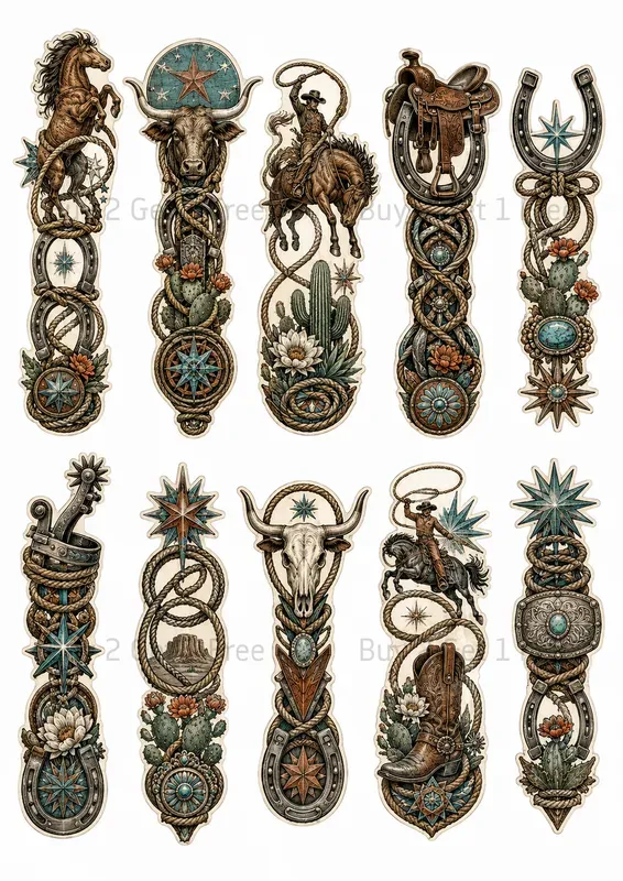 Western Folk Art Fussy Cut Ephemera