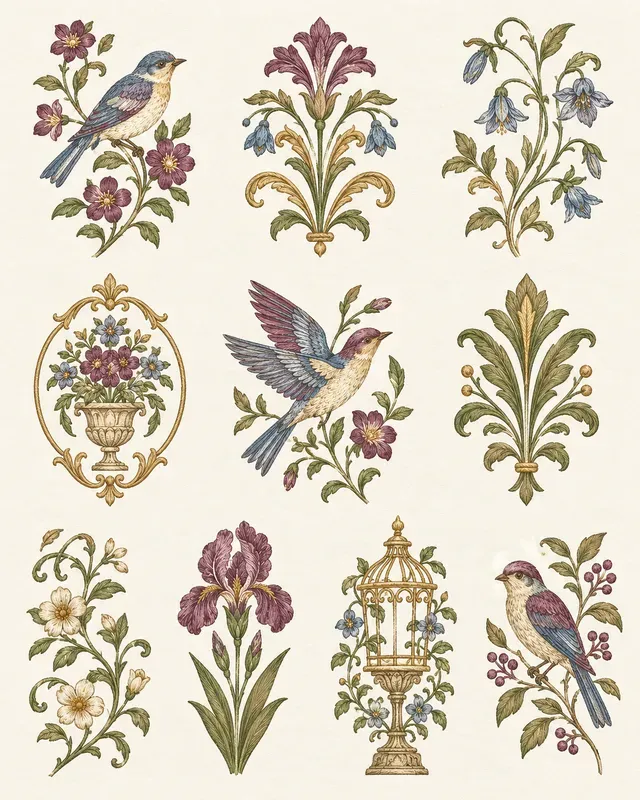 Vintage Embroidery Motif Sheets