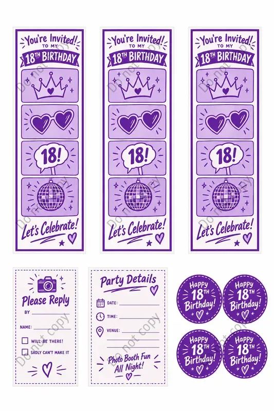 Photo Booth Invite Card Cutouts