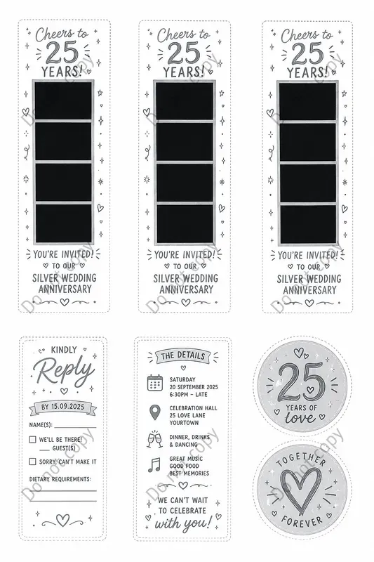 Photo Booth Invite Card Cutouts