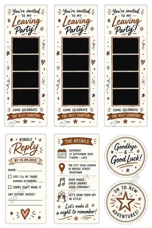 Photo Booth Invite Card Cutouts