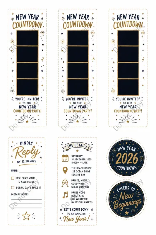 Photo Booth Invite Card Cutouts