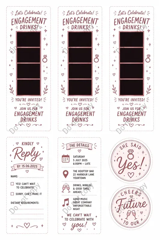 Photo Booth Invite Card Cutouts