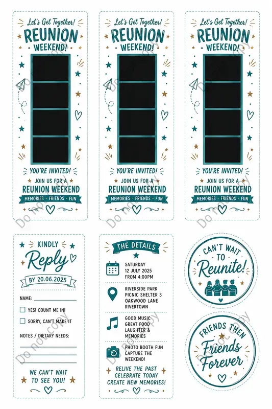 Photo Booth Invite Card Cutouts