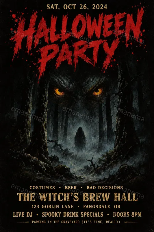 80s Bmovie Halloween Party Posters