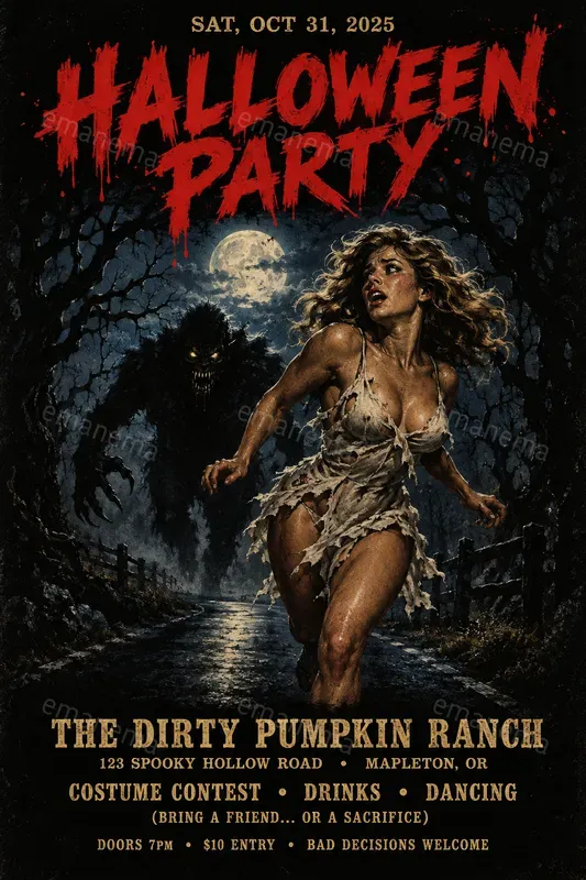 80s Bmovie Halloween Party Posters