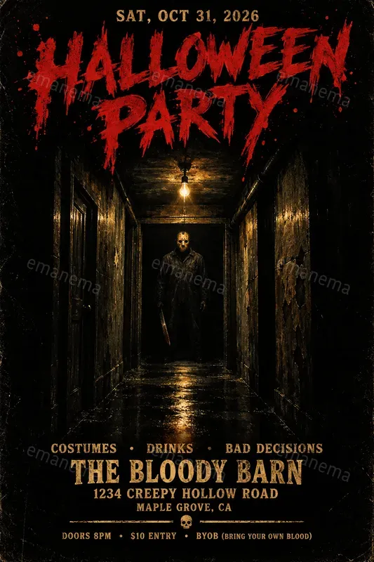 80s Bmovie Halloween Party Posters
