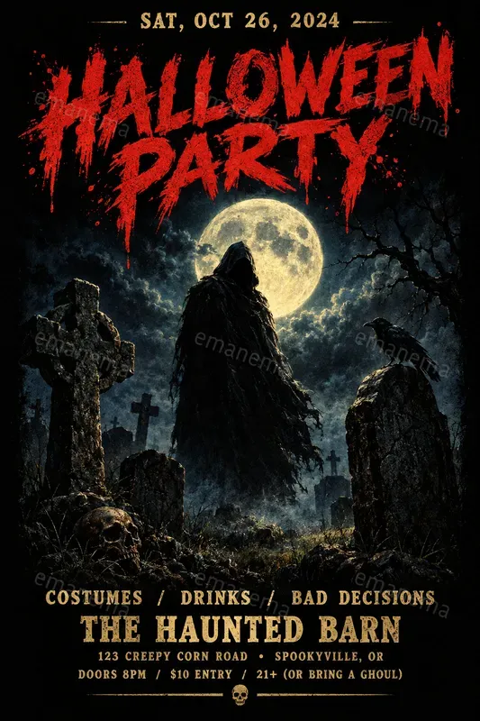 80s Bmovie Halloween Party Posters
