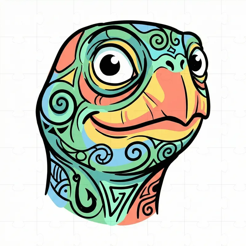 Mythical Cartoon Creature Head Art