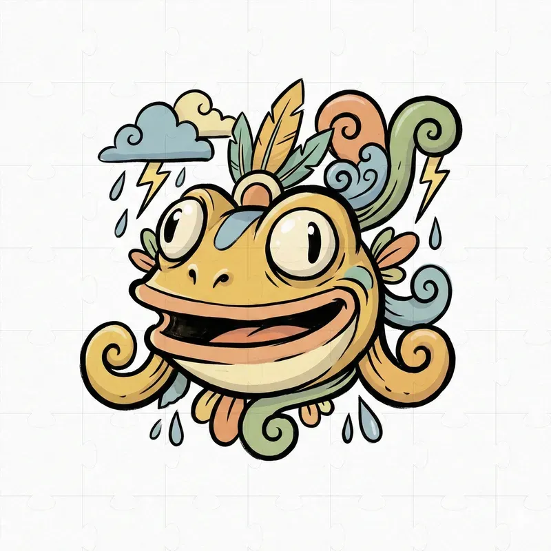 Mythical Cartoon Creature Head Art