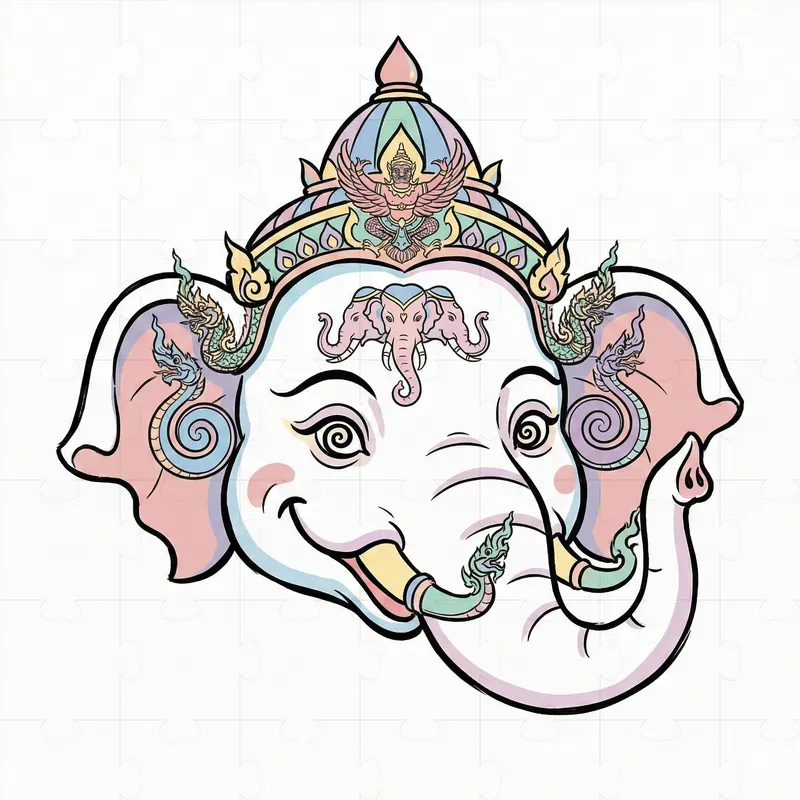 Mythical Cartoon Creature Head Art