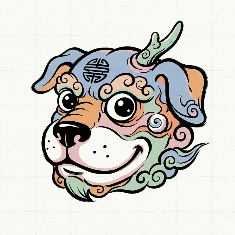 Mythical Cartoon Creature Head Art