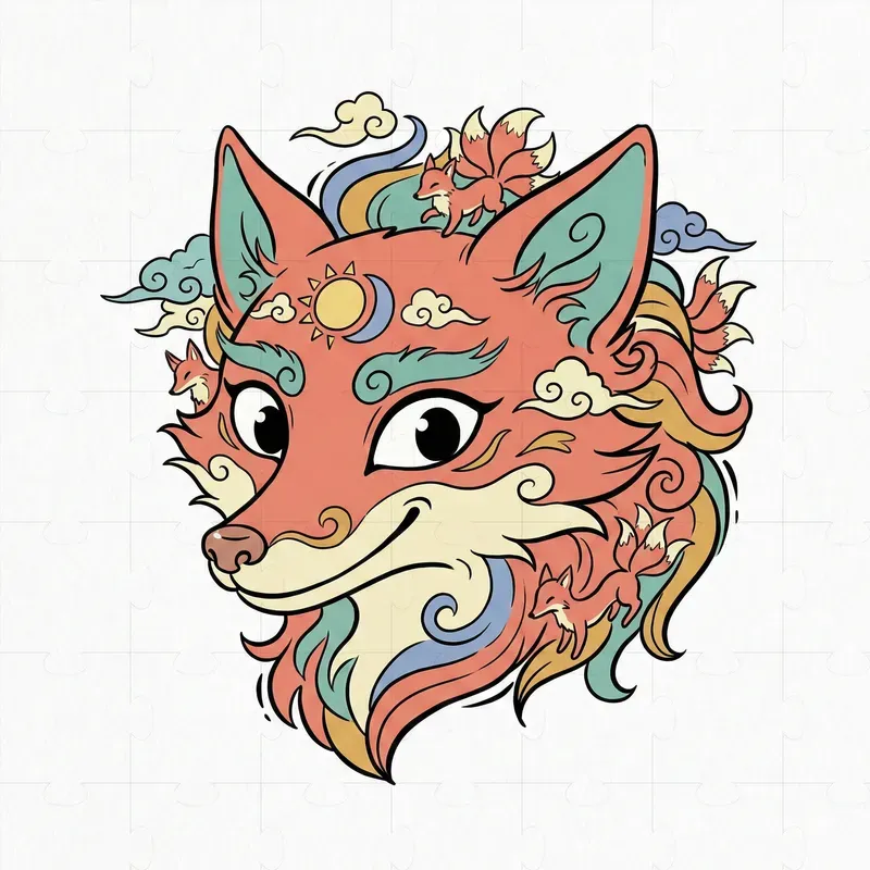 Mythical Cartoon Creature Head Art