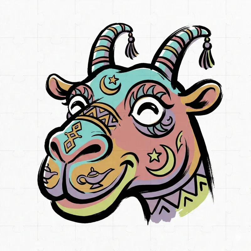 Mythical Cartoon Creature Head Art
