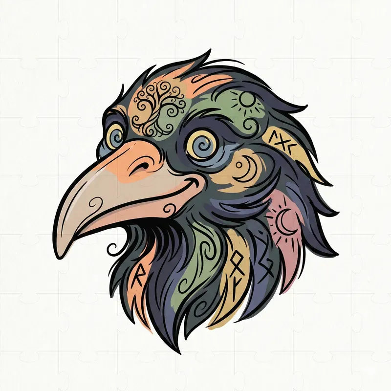 Mythical Cartoon Creature Head Art