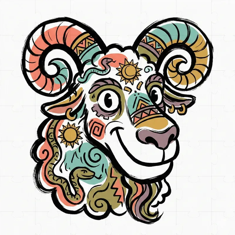 Mythical Cartoon Creature Head Art