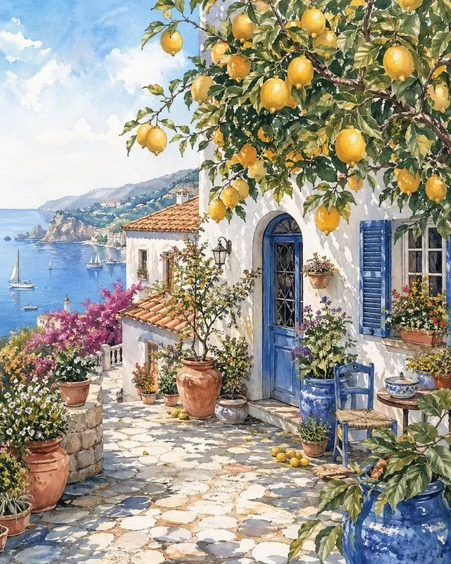 Dreamy Mediterranean Watercolor Villages