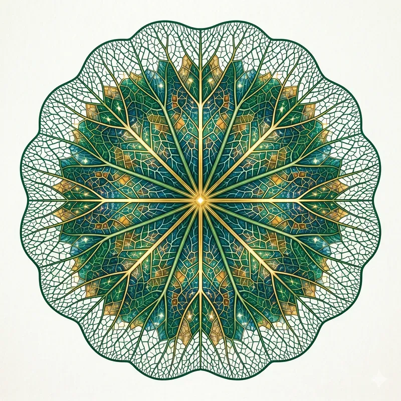 Modern Kaleidoscopic Leaf Veins