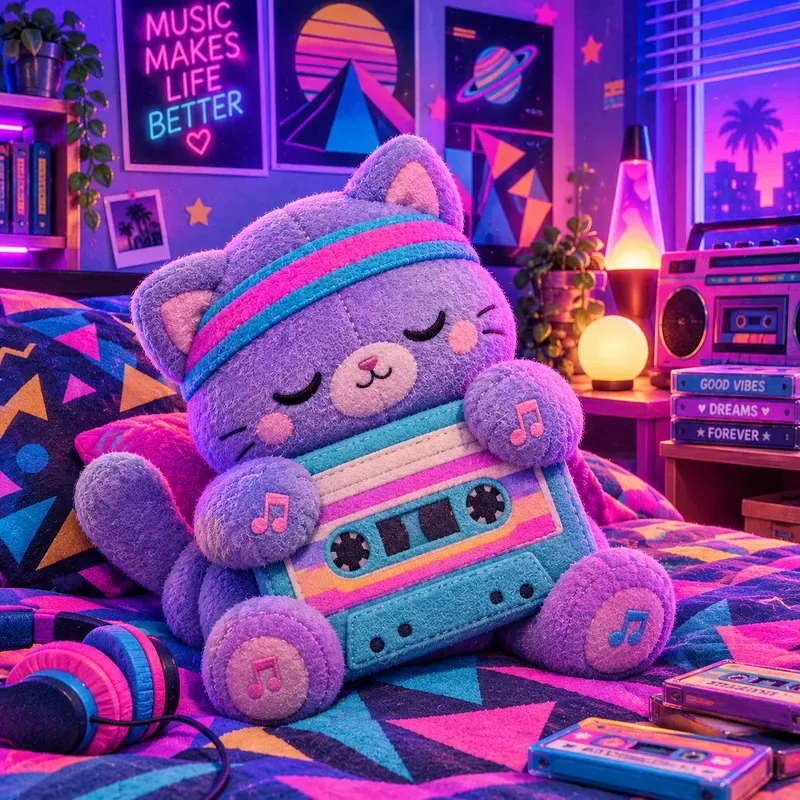 80s Neon Plush Toy Art