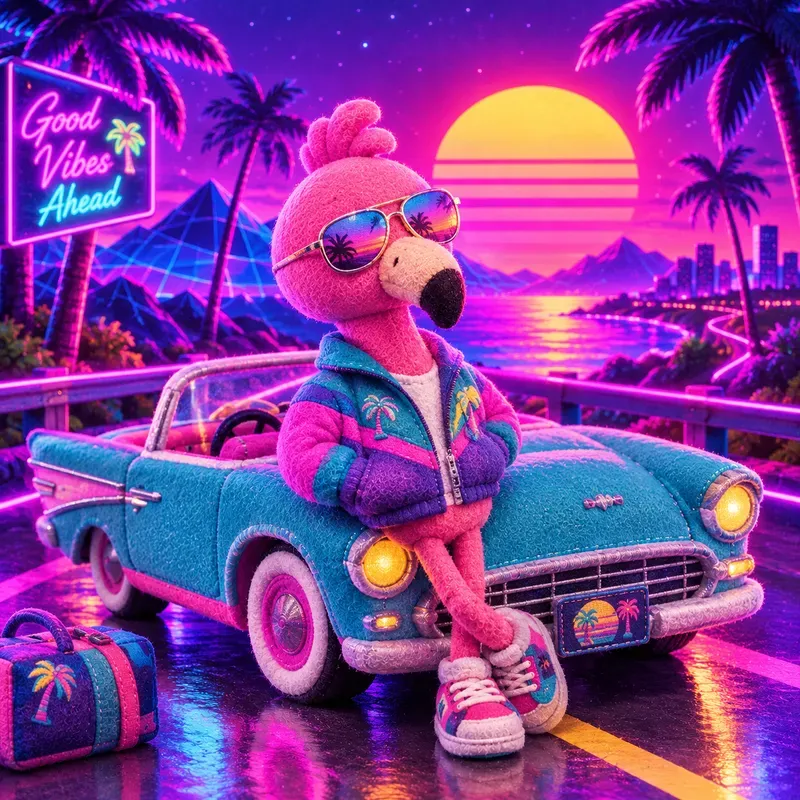 80s Neon Plush Toy Art