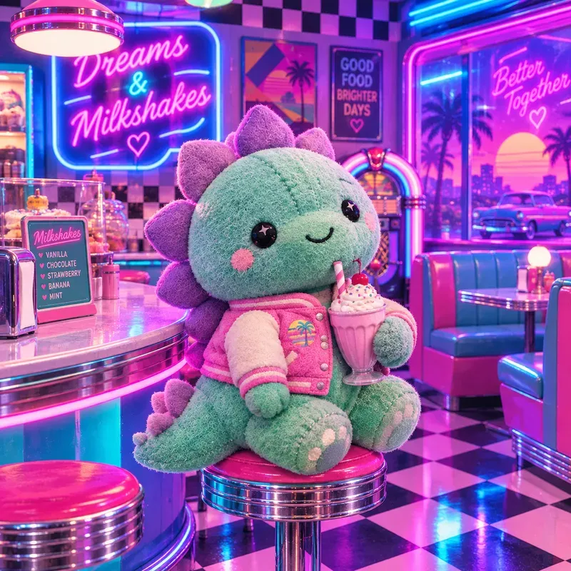 80s Neon Plush Toy Art