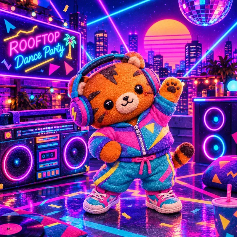 80s Neon Plush Toy Art