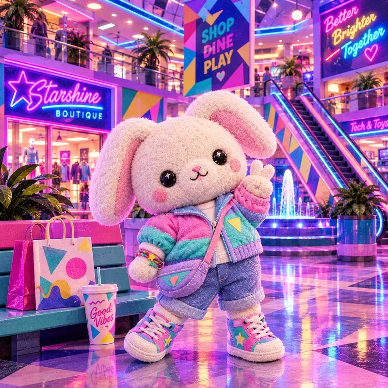80s Neon Plush Toy Art
