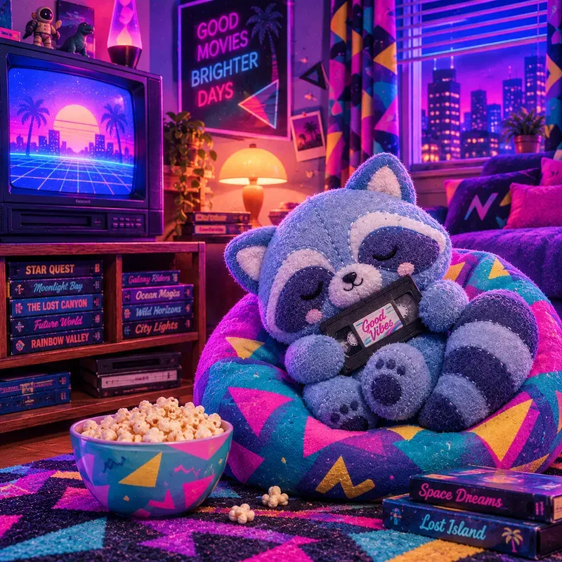80s Neon Plush Toy Art