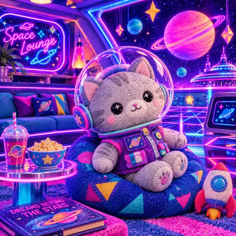 80s Neon Plush Toy Art