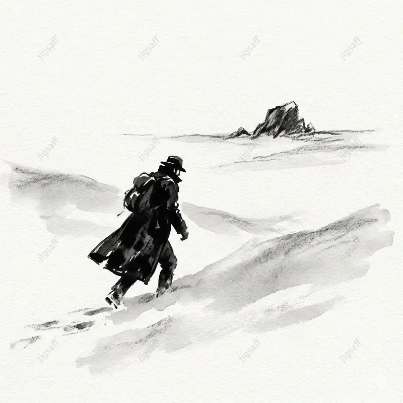 Minimalist Ink Wash Winter Solitudes