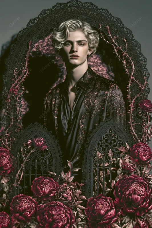 Gothic Lace Peony Couture Art