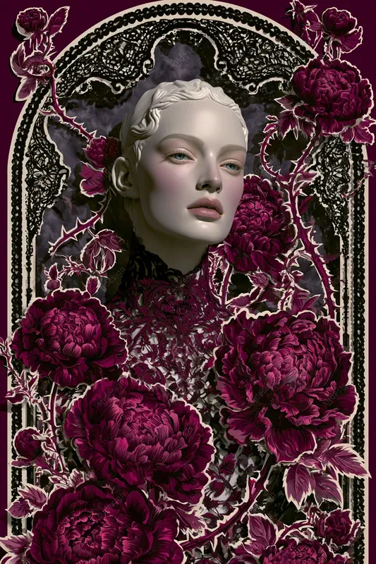 Gothic Lace Peony Couture Art