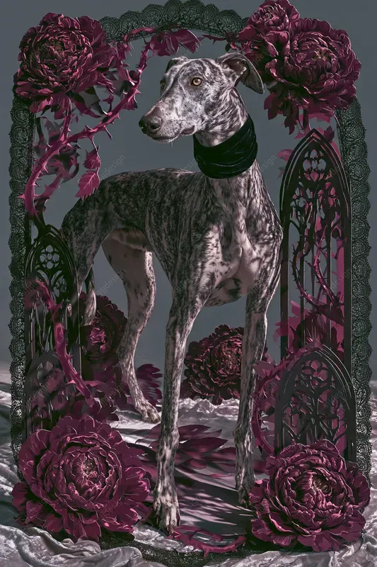 Gothic Lace Peony Couture Art