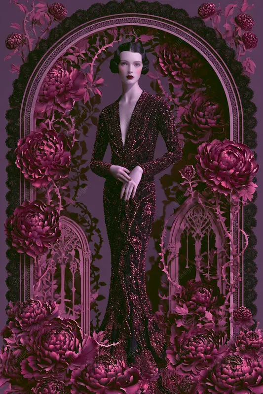 Gothic Lace Peony Couture Art