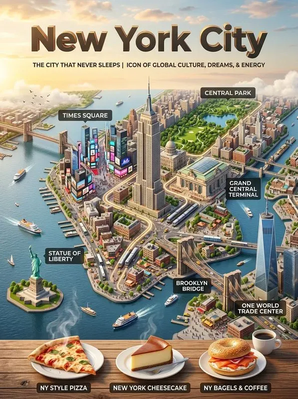 Cinematic 3d City Travel Map Posters