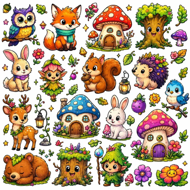 Colorful Doodle Sticker Collections
