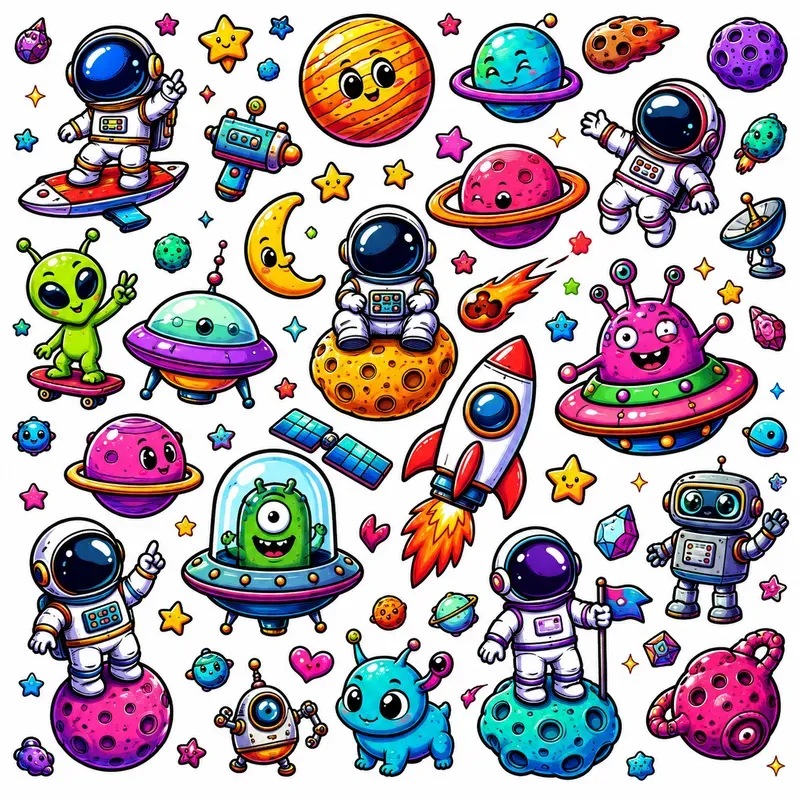 Colorful Doodle Sticker Collections