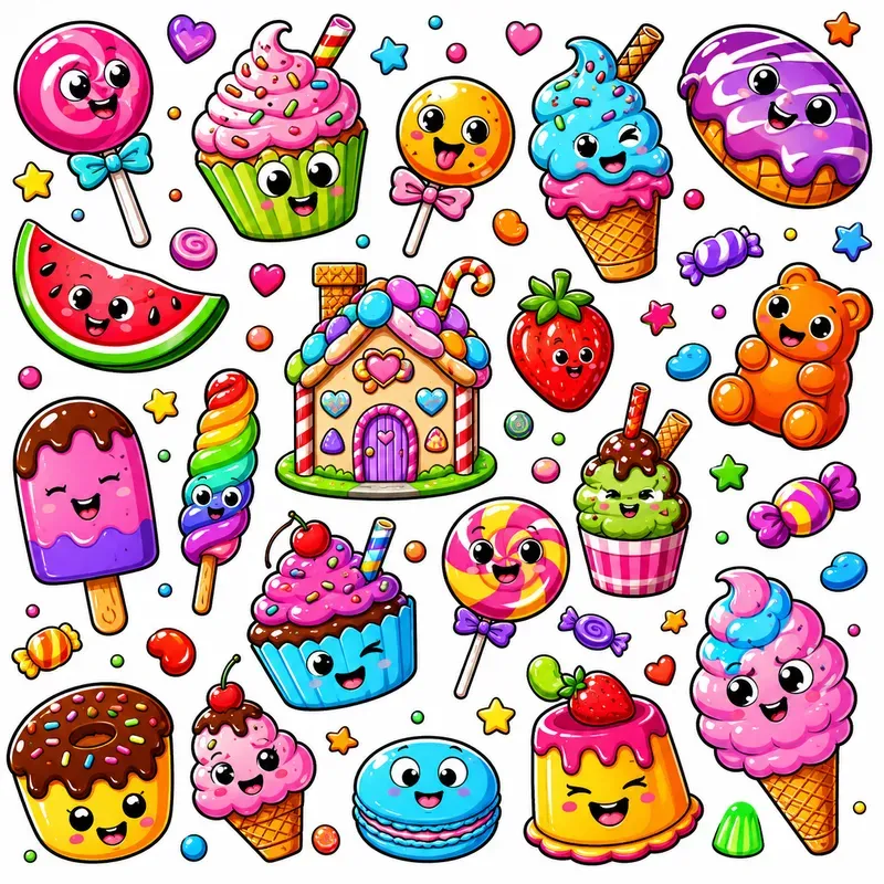 Colorful Doodle Sticker Collections