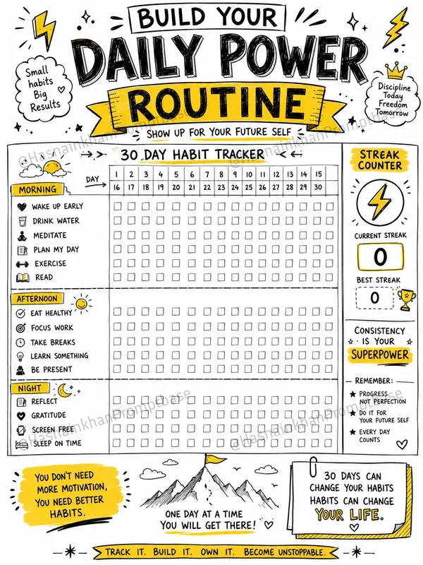 Daily Habit Routine Tracker Sketchnotes